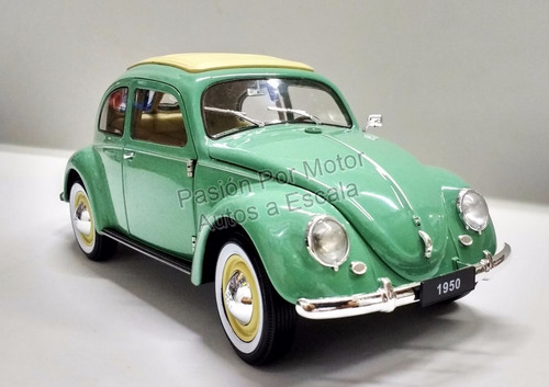 1:18 Volkswagen Classic Beetle 1950 Verde Welly Vw Vocho