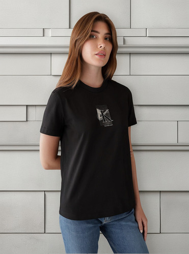 Polera Diffused Ck Regular Negro Calvin Klein