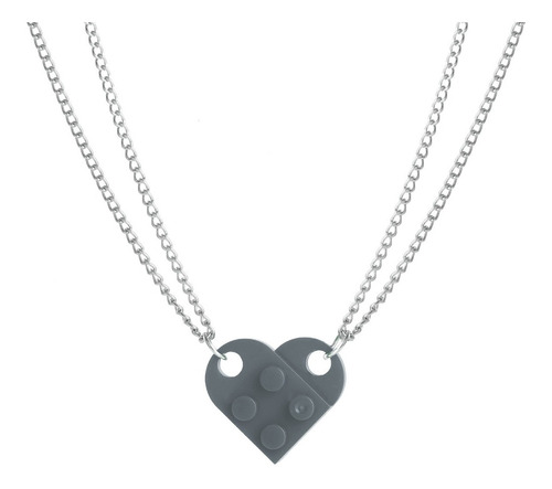 Collar Encastre De Amor Corazón Novios Amigos Gris