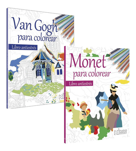 2 Libros Para Colorear Van Gogh Y Monet Arte Antiestres