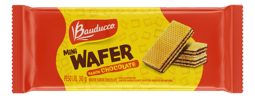 Mini Biscoito Wafer Recheio Chocolate Bauducco Pacote 30g