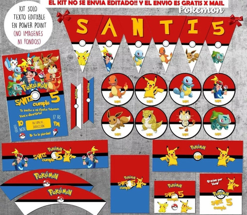 Imagen 1 de 2 de Kit Imprimible Pokemon Pikachu Ash Decoración