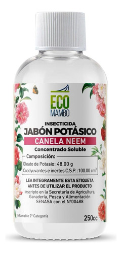 Jabón Potásico Neem Y Canela Ecomambo Orgánico 250cc