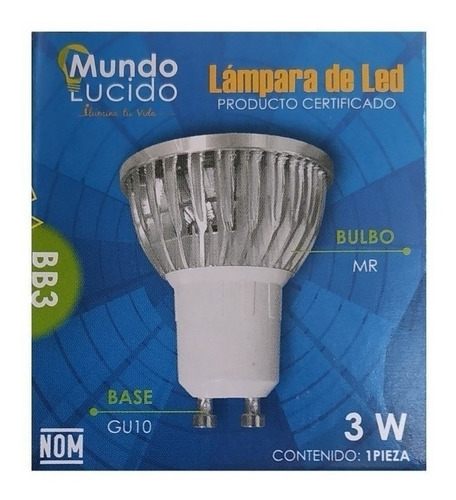 Imagen 6 de 7 de Foco Led 3w Dicroico Para Base Mr16 Gu10 Aluminio Oferta Bb3