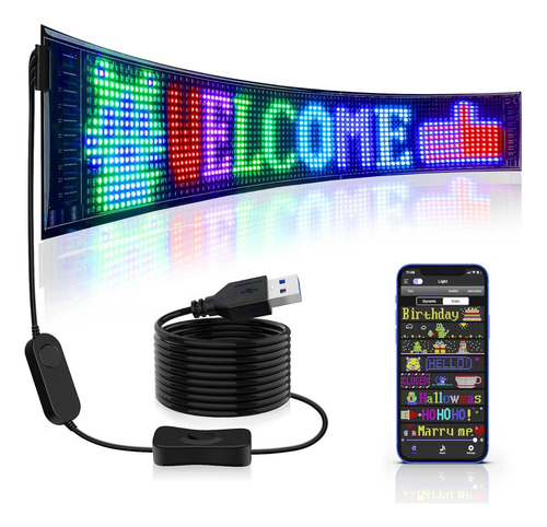 Letrero Led Luminoso Programable Bluetooth Publicidad70x13cm