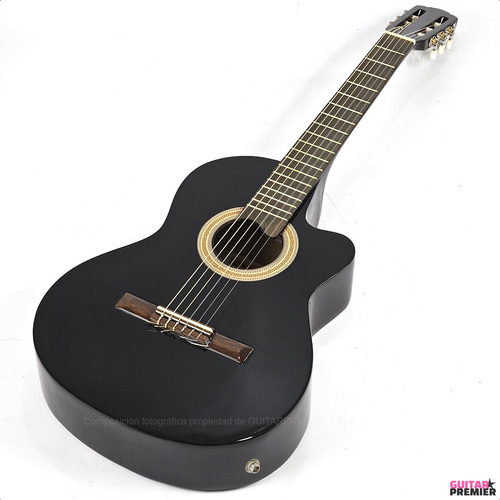 Guitarra Electrocriolla Con Corte Negro Tensor Manual Pua Gp