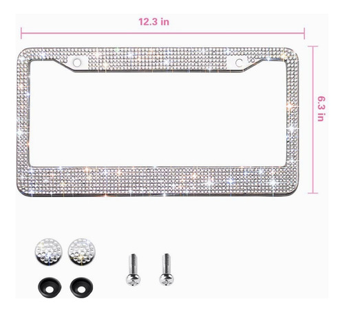 2 Marcos De Placa De Metal Con Diamantes Cromados Y