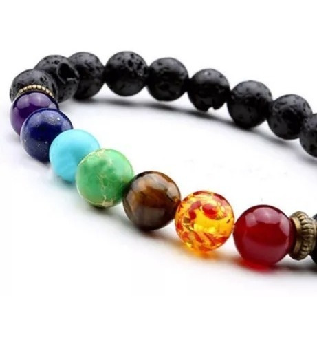 2 Pulseras Unisex Salud Energia 7 Chakras De Piedras D Lava 