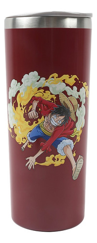 Termo Metalico Geek Industry One Piece Monkey D. Luffy 590ml Color Rojo