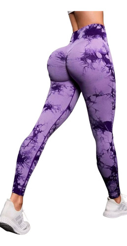 Lycra Leggings Tie Dye Push Up - Morado Oscuro Ref. 1195