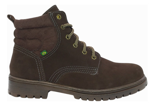 Bota Masculina Coturno Em Couro Flexfort Confortável Casual 