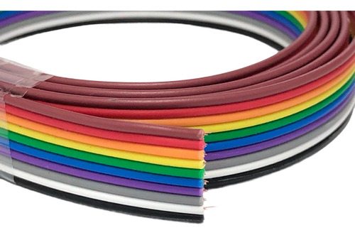 Cabo Flat 10 Vias Colorido 26 Awg - Pacote C/ 1 Metro