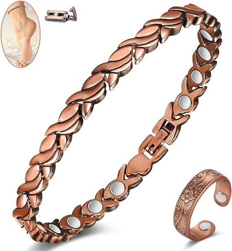 Pulsera De Cobre Puro Mujer Tratamiento Magnético Anillo