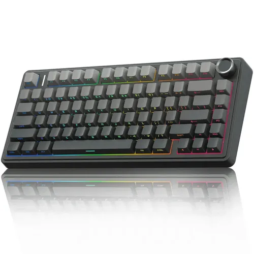 Teclado Aula F75 Cinza Gradiente Sem Fio Rgb Tri Mode Gasket 75 Hotswap Ingles Us