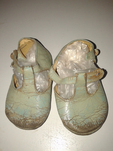 Zapatito Antiguo 1940 Celeste De Bebe  Hermoso