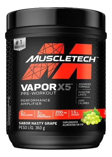 Vapor X5 360g- Muscletech - Pré Workout Uva Verde