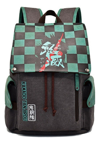 Mochila Anime Demon Slayer De Nailon For Estudiantes, Bolsa