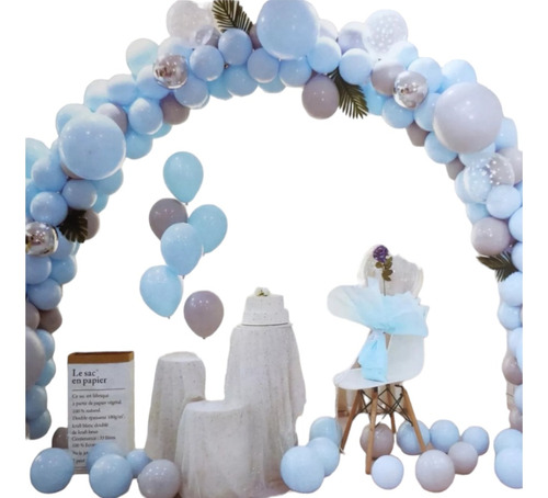 Arco De Globos Azul Con Estructura Reutilizable Grande 6m