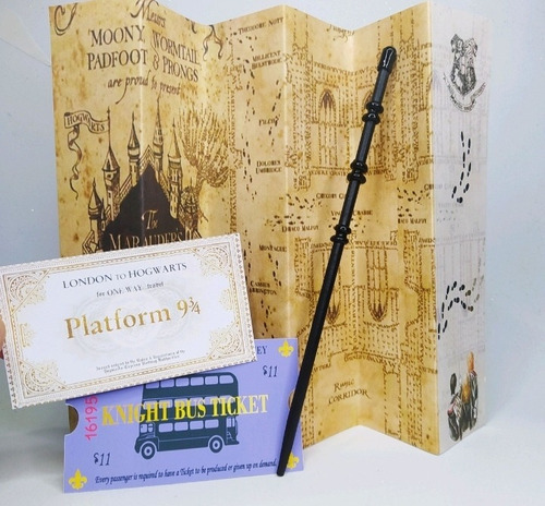 10 Mapa Merodeador + Varita + Ticket Harry Potter Sorpresita