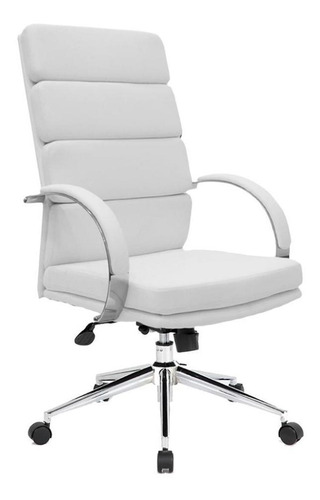 Imagen 1 de 3 de Silla de escritorio Newmo Zaphiro blanca con tapizado de cuero sintético