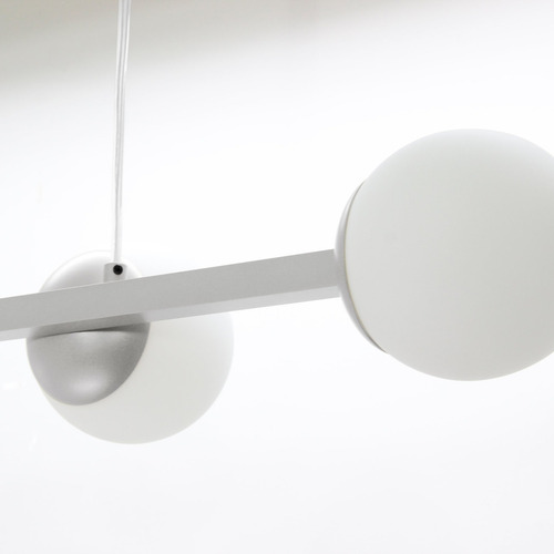 Pendente Luminalux 100cm Retangular 5 Globos Linear Plx5009 Estrutura Branco