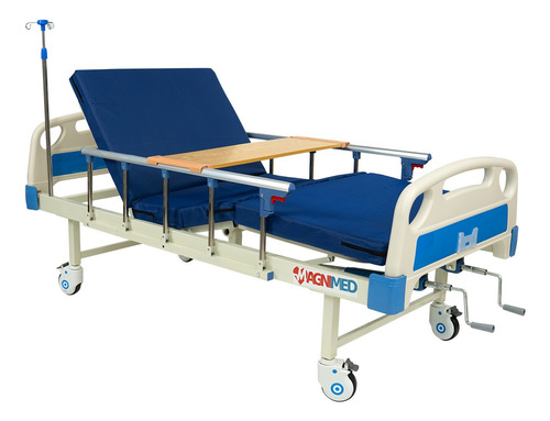 Cama Hospitalaria Manual C/ Porta Suero, Colchón Y Mesa