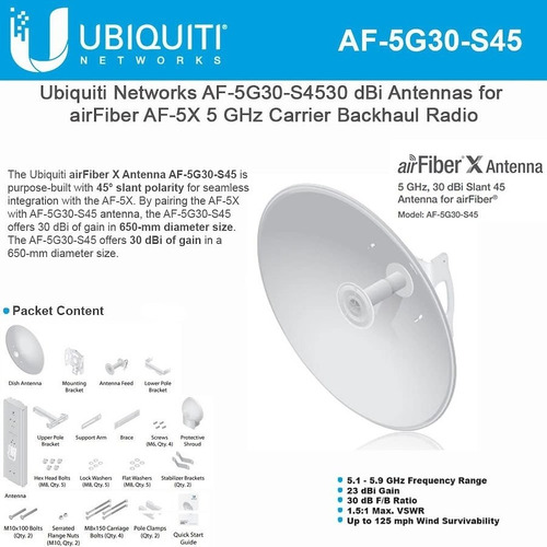 Airfiber Antena Ubiquiti Af-5g30-s45 Para Af-5x 5ghz 30dbi
