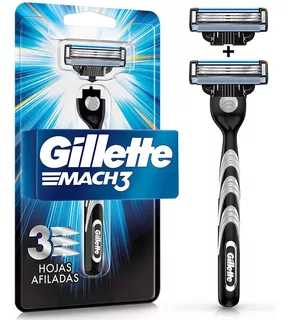 Rastrillo Gillette Mach3 + 2 Repuestos Con 3 Hojas Cada Uno