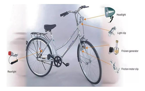 Gerador De Fricção Motorizado De Farol Para Bicicleta 12v 6w