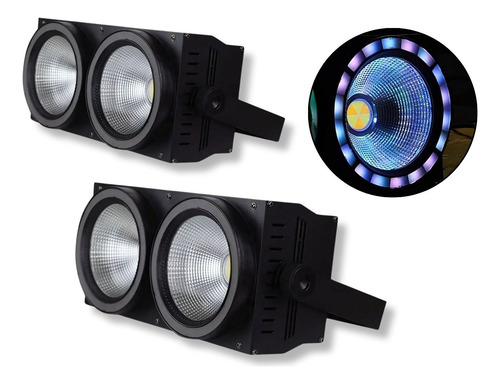 2x Refletor Mini Brut Led 200w Branco Led Rgb Strobo Dmx512
