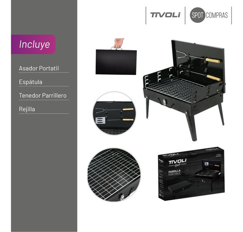 Parrilla Portátil Asador Plegable Acero Inox Tivoli