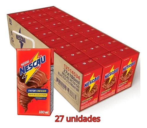 Achocolatado Nescau Pronto Para Beber Nestlé Caixa 27x180ml