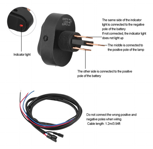 12v 30a Alterna 3p Spst Para Ativar O Indicador Vermelho Led