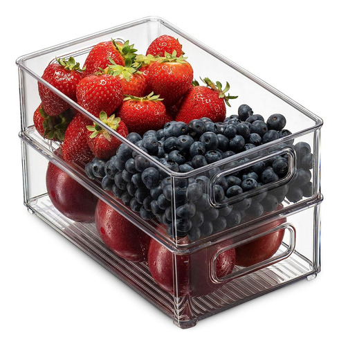 3 Pz Caja Almacenamiento Organizador Refrigerador Contenedor Color Transparente
