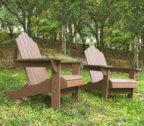 Cadeira Adirondack Arco Madeira Plástica Marrom Ipê Mbs Lisa