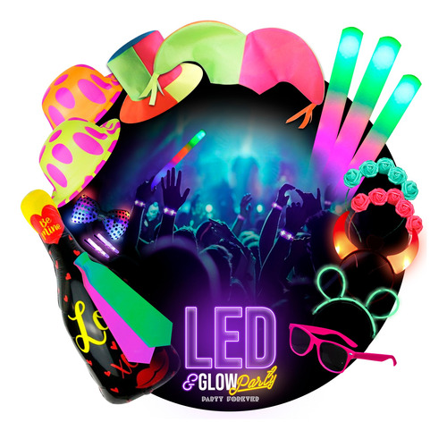 Combo Cotillon Luminoso Premium Led Neon Fiesta 50 Personas