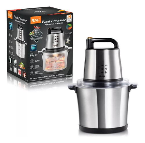 Procesador De Alimentos Picatodo 10l 1000w Raf R.7723 Color Plateado