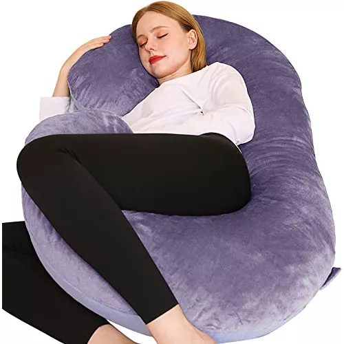 Almohadas de embarazo para dormir, almohada de cuerpo completo en forma de  U, almohada de maternidad refrescante de 55 pulgadas para mujeres