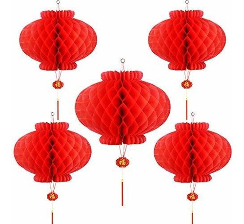 Decoraciones De Linternas De Papel Rojo De 10 Pulgadas Para