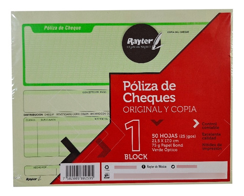 Póliza De Cheques 2 Blocks C/25 Juegos Original/copia Carta