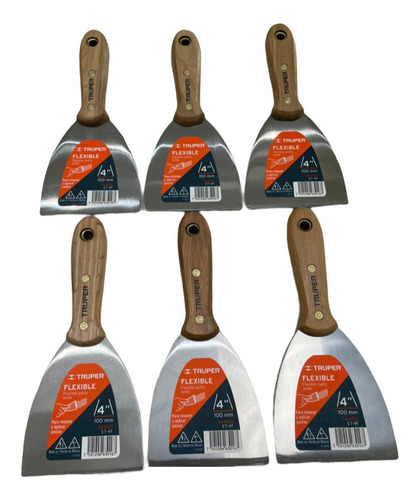 Espatula Flexible 4' Mando De Madera Paq. C6 Truper 14450