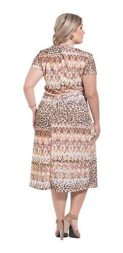 Vestido Plus Size Midi Moda Evangélica Florido Madrinha