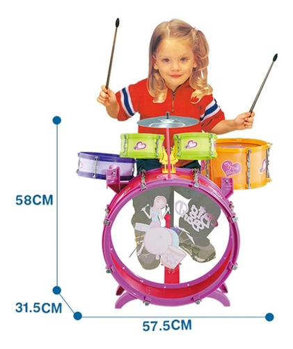 Bateria Musical Niña 5 Tambores Juguete