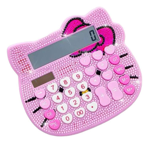 Calculadora Kitty Decorada Cristal Piedra Hello Kitty Escola Color Rosa