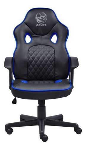 Cadeira de escritório Pcyes Mad Racer STI Master gamer ergonômica  preto e azul com estofado de mesh