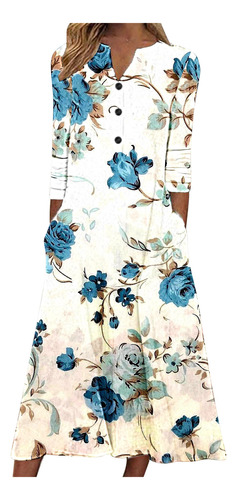 Vestido W Para Mujer, Cuello Redondo, Estampado, Manga Corta