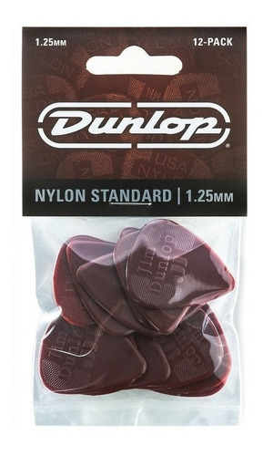 Kit 12 Palhetas Dunlop Nylon Standard 1.25mm 44p Made Usa