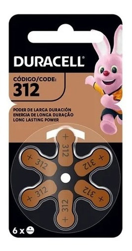  Pila Duracell Auditiva Ha 312 Blíster 6 Unidades