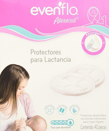 Imagen 6 de 6 de Protectores Para Lactancia Evenflo Absorgel 40 Pzas