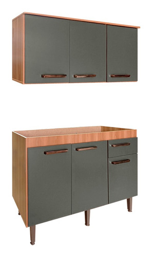 Imagen 2 de 10 de Conjunto Bajo Mesada + Mueble Aereo De Cocina + Pileta Inox